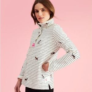 Joules Saunton Funnel Neck Sweatshirt Size US 6 Cream Stripe Dogs